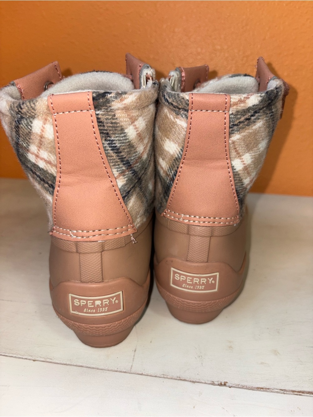 Sperry saltwater plaid duck boots - Cream/Light Tan - Picture 2 of 7